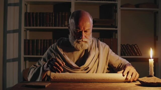 Ancient Greek Philosopher Writing Scrolls