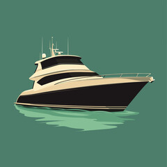 Luxury yacht illustration with teal background