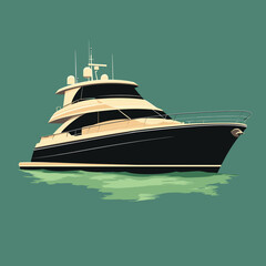 Luxury yacht illustration with teal background