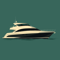 Luxury yacht illustration with teal background