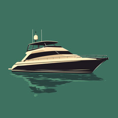 Luxury yacht illustration with teal background