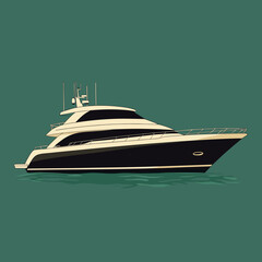 Luxury yacht illustration with teal background