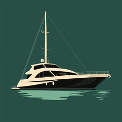Luxury yacht illustration with teal background