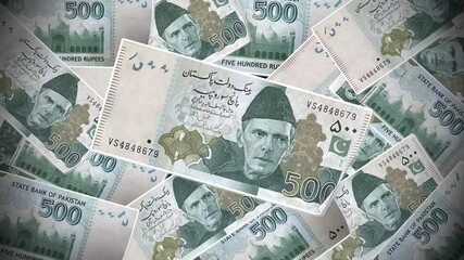 Pakistani Five Hundred Banknote Rupees Animation