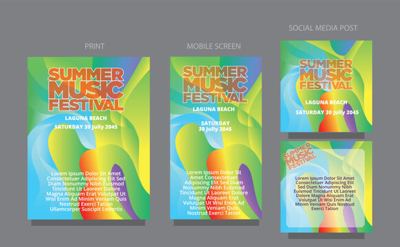 Modern Flow Vibes. Clean Abstract Waves for miltiple platform publications. fluid design template multiple platform for print, mobile screen and social media post vector illustration