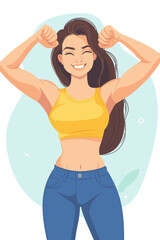 Cheerful Young Woman Celebrating Strength