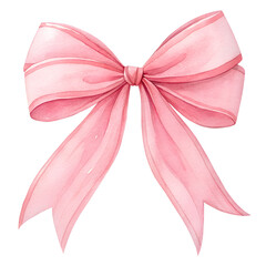 Watercolor pink bow isolated on transparent background perfect for gifts and celebrations