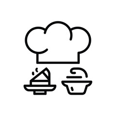 vector icons cooking food chef hat include a pizza slice, a sushi roll, spaghetti and meatballs, a curry bowl burger , fish 
