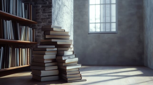 stack of books with copy space