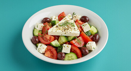 Fresh Greek Salad with Feta Cheese