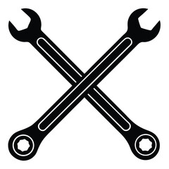Two Crossed Wrenches Open End and Box End Wrench Tool Icon