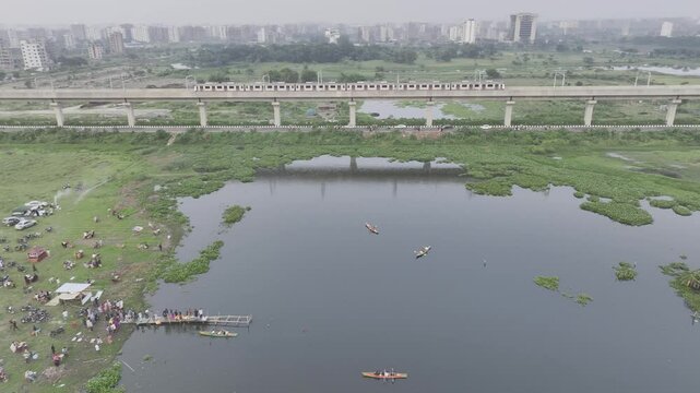Amazing aerial footage of the metro rail in Dhaka, Bangladesh 