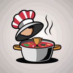 vector icons cooking food chef hat include a pizza slice, a sushi roll, spaghetti and meatballs, a curry bowl burger , fish 

