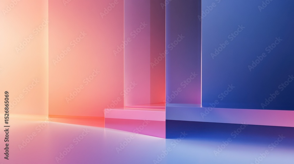 Poster showcase: a sleek and minimalistic abstract background with soft gradients, geometric shapes, and a 