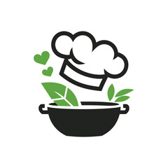 vector icons cooking food chef hat include a pizza slice, a sushi roll, spaghetti and meatballs, a curry bowl burger , fish 

