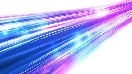 Blue and purple light streaks on a white background, with a speed effect