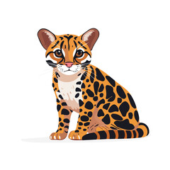 2D flat Ocelot illustration vector, isolated on a white background.