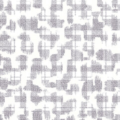 Black and White Abstract Hand-Drawn Ikat Spots Animal Skin Vector Seamless Pattern. Organic Fragments Texture