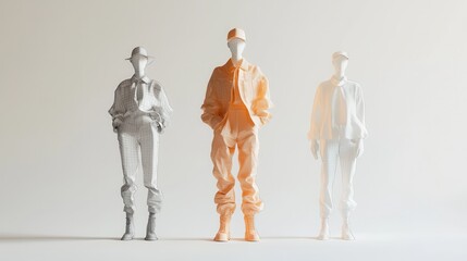 Obraz premium minimal modern and avant garde fashion sketches on a white background, 16:9