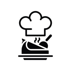 vector icons cooking food chef hat include a pizza slice, a sushi roll, spaghetti and meatballs, a curry bowl burger , fish 
