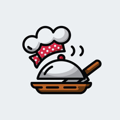 vector icons cooking food chef hat include a pizza slice, a sushi roll, spaghetti and meatballs, a curry bowl burger , fish 

