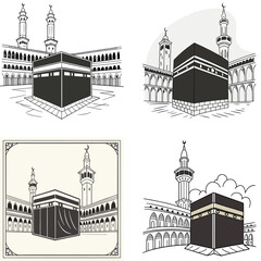 Fototapeta premium The Kaaba in Mecca icon for Islamic pilgrims. 