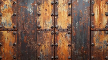 rusty iron backdrop featuring rivets