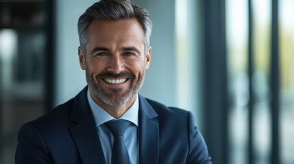 Fototapeta premium Confident businessman with a friendly smile Generative AI image