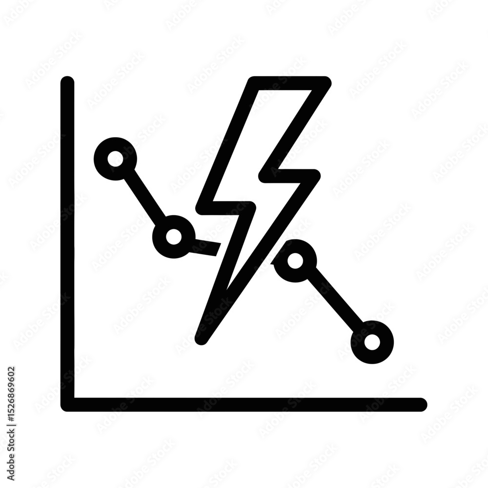 Poster investment banking graph with lightning icon