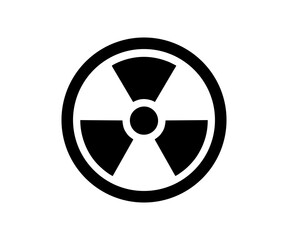 Radiation symbol in black and white. Simple, bold warning sign. Nuclear reactor symbol illustration on transparent background. 
