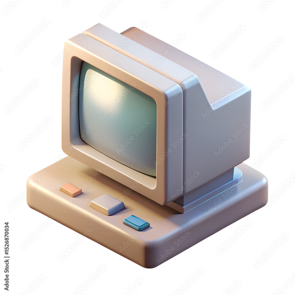 Poster 3d isometric computer monitor with data analytics and ui elements - modern digital device icon