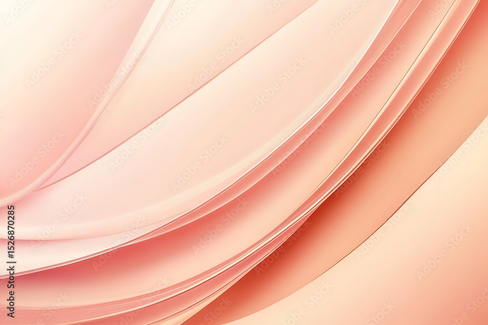 Poster abstract background with smooth lines in orange and beige colors.