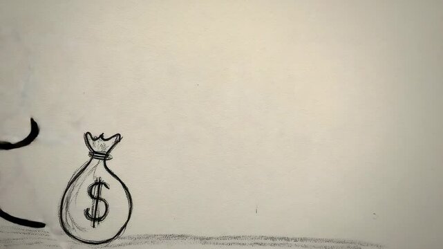 Stick figure expressing frustration over coffee expense next to money bag in animated skit