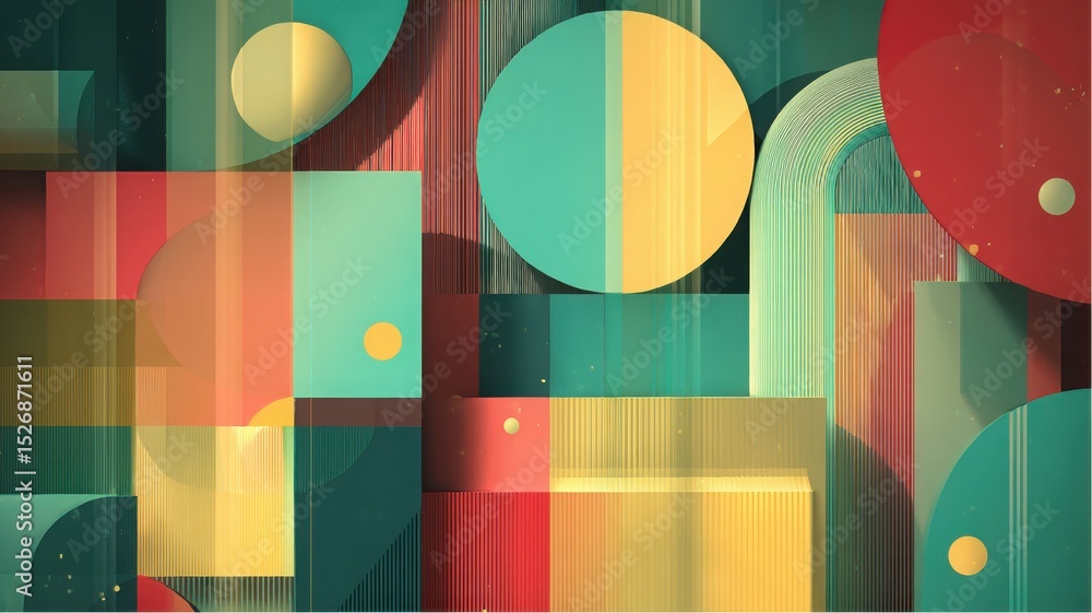 Aufkleber abstract geometric shapes interplay with vibrant colors creating visual depth