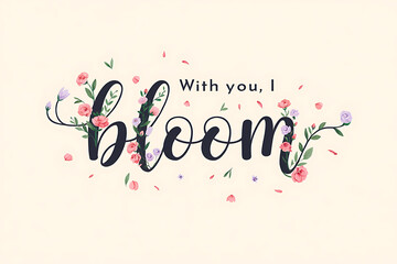 Floral typography art print with you i bloom