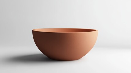 Simple terracotta bowl on a white surface