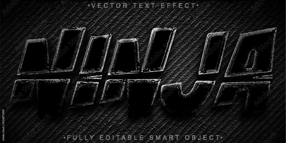Aufkleber ninja warrior stealth sword shadow combat fully editable smart object text effect