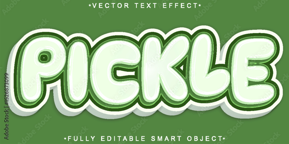 Poster pickle cucumber sour salty crunchy tangy fully editable smart object text effect