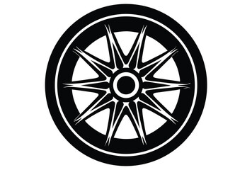 Fototapeta premium Racing Car Wheel Silhouette Vector Illustration Clean and Sharp Vector Art for Racing and Car Graphics