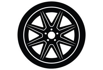 Fototapeta premium Racing Car Wheel Silhouette Vector Illustration Clean and Sharp Vector Art for Racing and Car Graphics