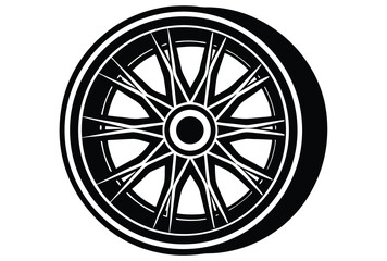 Obraz premium Racing Car Wheel Silhouette Vector Illustration Clean and Sharp Vector Art for Racing and Car Graphics