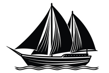 Sailboat Boat Silhouette Vector Illustration for Nautical Designs and Marine Art Projects
