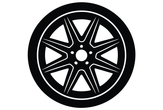 Racing Car Wheel Silhouette Vector Illustration Clean and Sharp Vector Art for Racing and Car Graphics