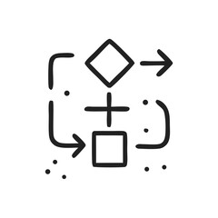 Hand Drawn Flowchart Process Icon. vector
