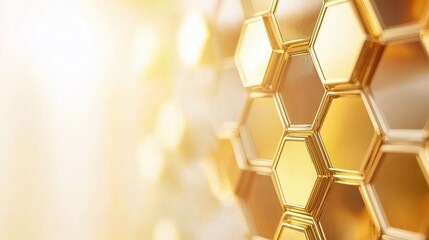 Abstract luxury background with a golden hexagonal honeycomb pattern