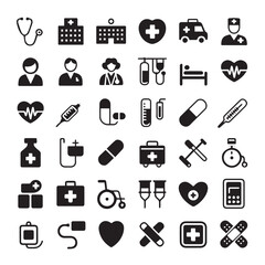 Medical health and hospital icons set for web and business design