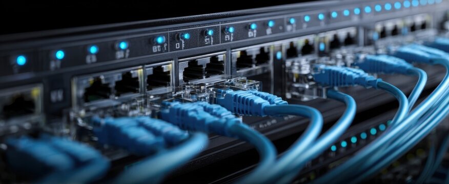 The intricate network cables connecting a data server for optimal performance.