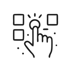 Hand Pressing Button Interaction Icon. Vector.