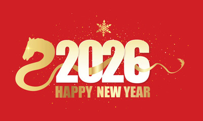 New Year 2026 horse postcard