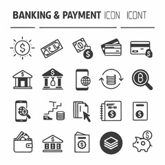 Banking payment finance money icons set